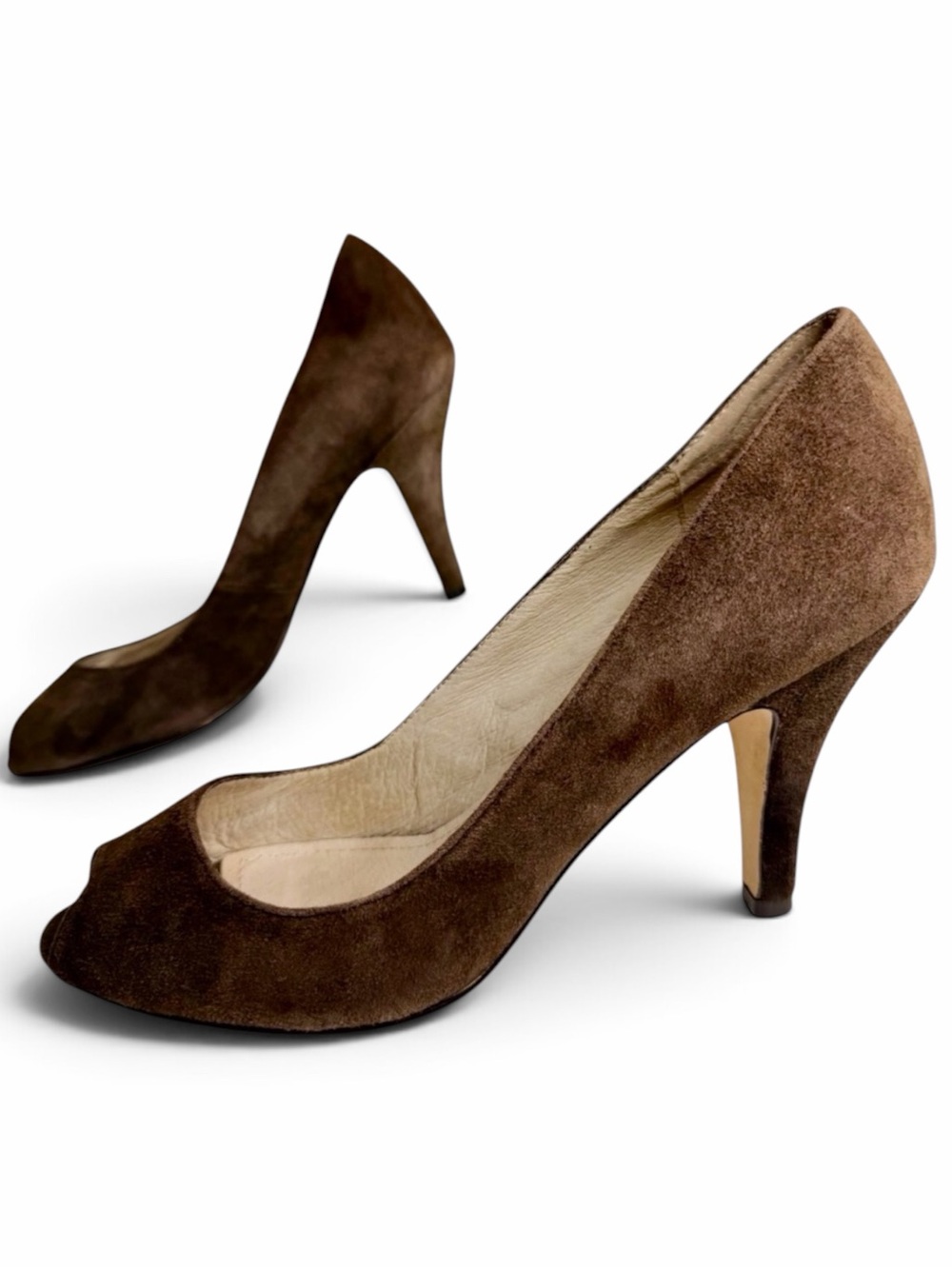 Steve Madden Elaa Brown Suede Peep Toe Pumps Womens 7M